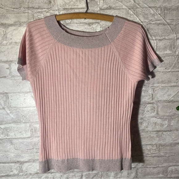 Haiermansi Other - HAIERMANSI Pink and Gray Trim Short Sleeve‎ Sweater Kids XL NWT
